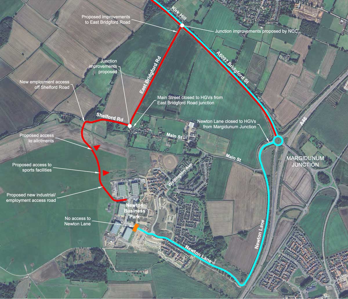 Map showing existing and proposed HGV routes